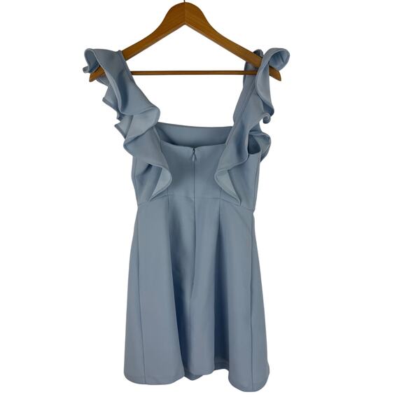 BCBGENERATION RUFFLE SLEEVE SQUARE NECK MINI DRESS IN BABY BLUE WOMEN'S‎ SIZE 0 - Picture 7 of 13